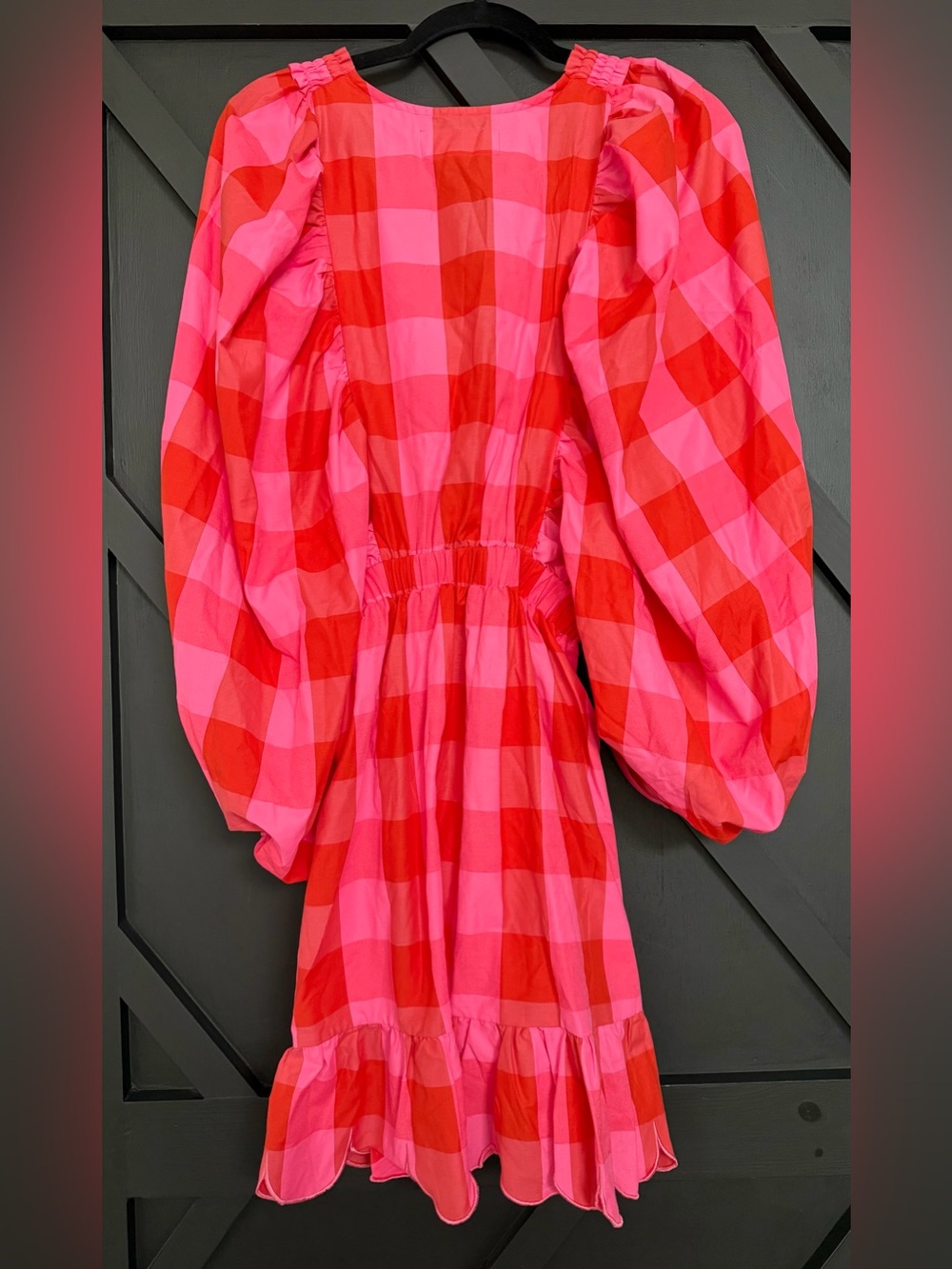 Sundress Paris Marine Dress in Big Gingham Red And Pink, Size L/XL - Picture 9 of 14